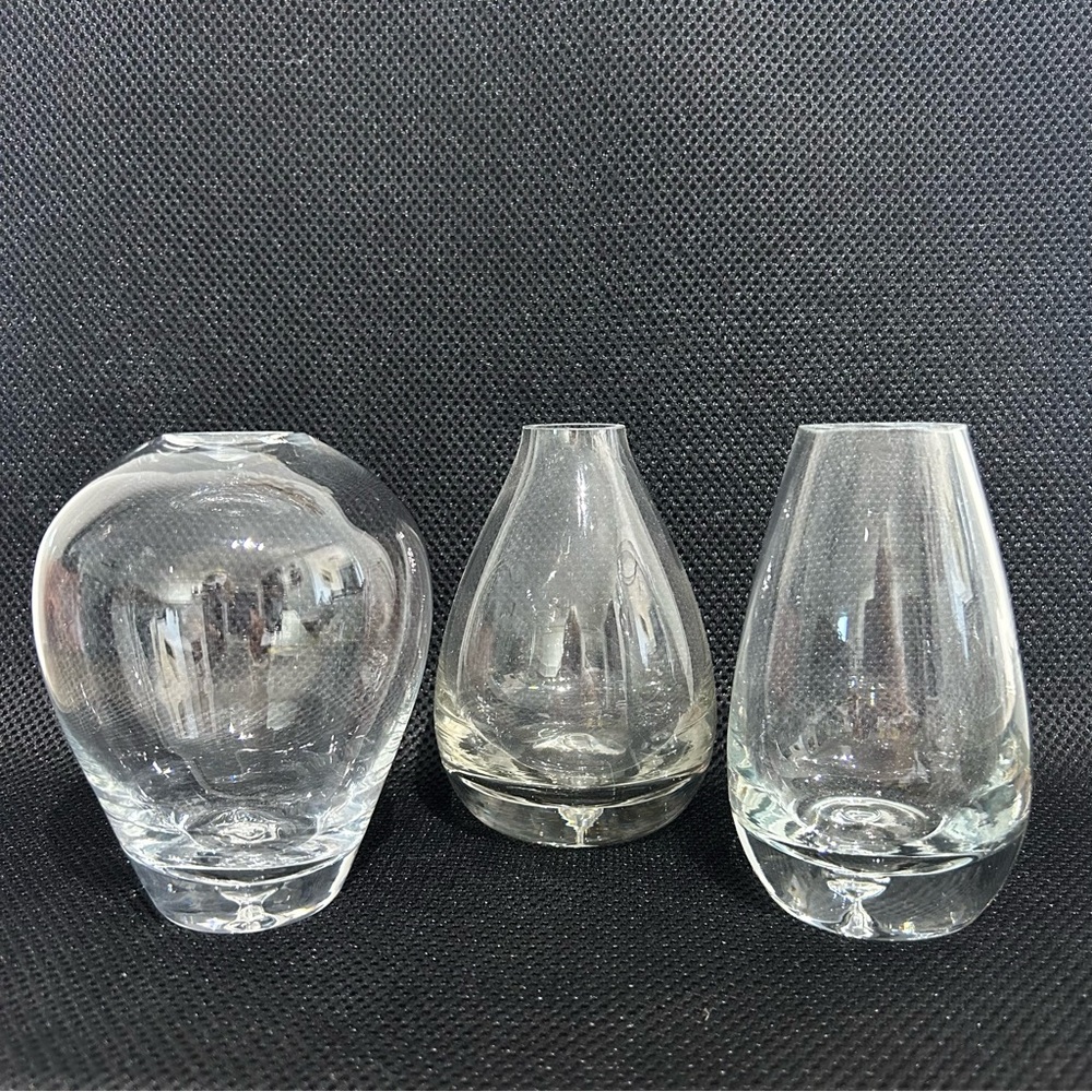 Bella Lux Blown Glass Bud Vases Set Of 3 5 1/2” NEW IN BOX